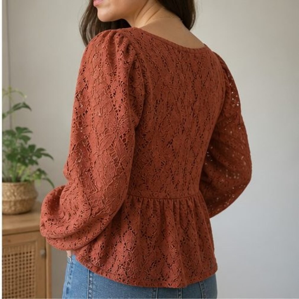 Rust Button Blouse - Picture 3 of 6